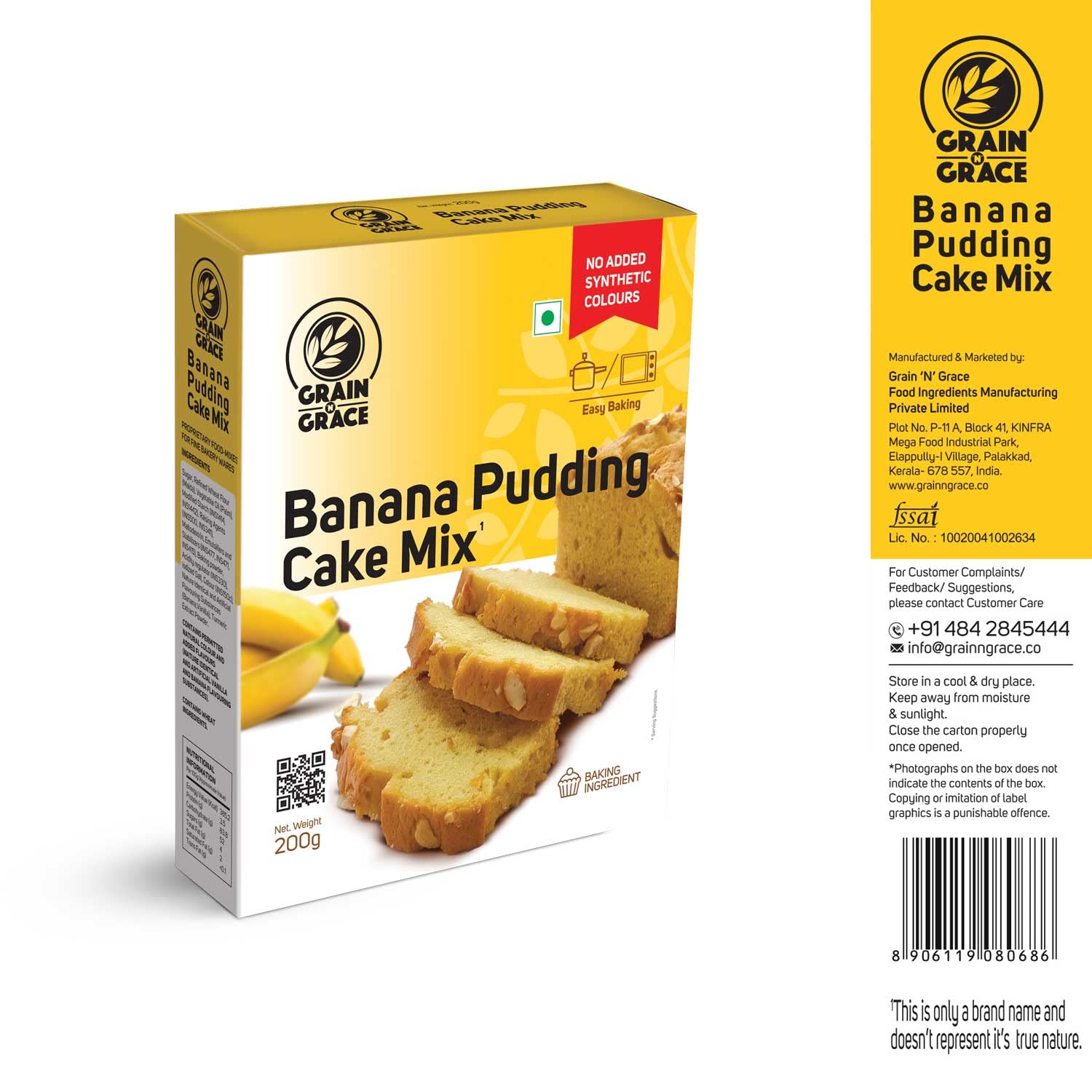 Grain N Grace  Banana Pudding Cake Mix - Instant Dessert, 200 g Box-4.webp